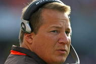 CHICAGO - NOVEMBER 01: Head coach Eric Mangini of the Cleveland Browns watches as his team takes on the Chicago Bears at Soldier Field on November 1, 2009 in Chicago, Illinois. The Bears defeated the Browns 30-6. (Photo by Jonathan Daniel/Getty Images)