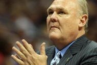 DENVER - MAY 29:  Head coach George Karl of the Denver Nuggets looks on against the Los Angeles Lakers in Game Six of the Western Conference Finals during the 2009 NBA Playoffs at Pepsi Center on May 29, 2009 in Denver, Colorado. NOTE TO USER: User expressly acknowledges and agrees that, by downloading and or using this photograph, User is consenting to the terms and conditions of the Getty Images License Agreement.  (Photo by Jed Jacobsohn/Getty Images)