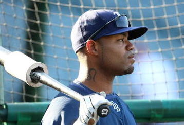 ANAHEIM, CA - AUGUST 11:  Carl Crawford #13 of the Tampa Bay Rays takes batting practice before the game with the Los Angeles Angels of Anaheimon August 11, 2009 at Angel Stadium in Anaheim, California.  (Photo by Stephen Dunn/Getty Images)