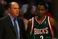 CHICAGO - NOVEMBER 03: Head coach Scott Skiles of the Milwaukee Bucks gives instructions to Brandon Jennings #3 during a game against the Chicago Bulls at the United Center on November 3, 2009 in Chicago, Illinois. The Bulls defeated the Bucks 83-81. (Photo by Jonathan Daniel/Getty Images)