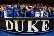 DURHAM, NC - FEBRUARY 11:  The Cameron Crazies taunt the North Carolina Tar Heels before they face the Duke Blue Devils on February 11, 2009 at Cameron Indoor Stadium in Durham, North Carolina.  (Photo by Kevin Cox/Getty Images)
