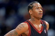 16 Nov 1999: Allen Iverson #3 of the Philadelphia 76ers looks on the court during a game against the Washington Wizards at the MCI Center in Washington, D.C.The 76ers defeated the Wizards 95-73.  Mandatory Credit: Doug Pensinger  /Allsport