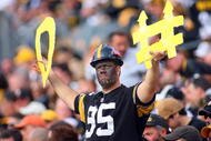 PITTSBURGH - NOVEMBER 15:  A fan of the Pittsburgh Steelers shows his support for the Steelers defense during their game against the Cincinnati Bengals at Heinz Field on November 15, 2009 in Pittsburgh, Pennsylvania. The Bengals defeated the Steelers 18-12. (Photo by Rick Stewart/Getty Images)