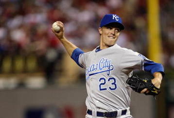 ST. LOUIS, MO - JULY 14:  American League All-Star Zack Greinke of the Kansas City Royals pitches during the 2009 MLB All-Star Game at Busch Stadium on July 14, 2009 in St Louis, Missouri. (Photo by Jamie Squire/Getty Images)