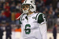 FOXBORO, MA - NOVEMBER 22:  Mark Sanchez #6 of the New York Jets reacts in the fourth quarter during a game with the New England Patriots at Gillette Stadium on November 22, 2009 in Foxboro, Massachusetts. (Photo by Jim Rogash/Getty Images)