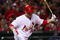 ST. LOUIS, MO - OCTOBER 10:  Matt Holliday #15 of the St. Louis Cardinals reacts to hitting the third out in the eighth inning against the Los Angeles Dodgers in Game Three of the NLDS during the 2009 MLB Playoffs at Busch Stadium on October 10, 2009 in St. Louis, Missouri. (Photo by Dilip Vishwanat/Getty Images)