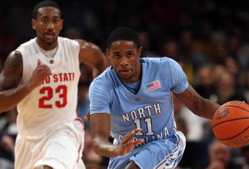 NEW YORK - NOVEMBER 19:  Larry Drew II #11 of the North Carolina Tar Heels controls the ball ahead of David Lighty #23 of the Ohio State Buckeyes during their semifinal game of the 2K Sports Classic on  November 19, 2009 at Madison Square Garden in New York City.  (Photo by Jim McIsaac/Getty Images)