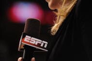 OKLAHOMA CITY - MARCH 14:  ESPN reporter Holly Rowe during the Phillips 66 Big 12 Men's Basketball Championship finals at the Ford Center March 14, 2009 in Oklahoma City, Oklahoma.  (Photo by Ronald Martinez/Getty Images)