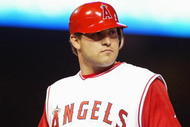 ANAHEIM, CA - MAY 8: Troy Glaus #25 of the Anaheim Angels looks on against the Tampa Bay Devil Rays on May 8, 2004 at Angel Stadium in Anaheim, California. The Angels defeated the Devil Rays 7-2. (Photo by Lisa Blumenfeld/Getty Images)
