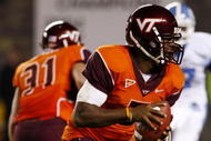 BLACKSBURG, VA - OCTOBER 29:  Quarterback Tyrod Taylor #5 of the Virginia Tech University Hokies runs with the ball against the North Carolina Tar Heels during the fourth quarter of the game at Lane Stadium on October 29, 2009 in Blacksburg, Virginia.  (Photo by Scott Halleran/Getty Images)