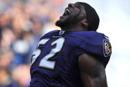 BALTIMORE - NOVEMBER 22:  Ray Lewis #52 of the Baltimore Ravens is introduced before the game against the Indianapolis Colts at M&T Bank Stadium on November 22, 2009 in Baltimore, Maryland. The Colts defeated the Ravens 17-15. (Photo by Larry French/Getty Images)