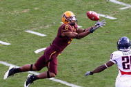 TEMPE, AZ - NOVEMBER 28:  Wide receiver Kyle Williams #6 of the Arizona State Sun Devils makes a diving 44 yard reception past Cam Nelson #20 of the Arizona Wildcats during the first quarter of the college football game at Sun Devil Stadium on November 28, 2009 in Tempe, Arizona.  (Photo by Christian Petersen/Getty Images)