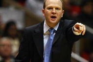 EAST RUTHERFORD, NJ - JANUARY 15:  Head coach Lawrence Frank of the New Jersey Nets shouts instructions to his team during their game against the Portland Trail Blazers during their game at the Izod Center January 15, 2009 in East Rutherford, New Jersey.  (Photo by Al Bello/Getty Images)