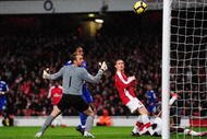 LONDON, ENGLAND - NOVEMBER 29: Thomas Vermaelen of Arsenal scores an own goal for Chelsea's second during the Barclays Premier League match between Arsenal and Chelsea at the Emirates Stadium on November 29, 2009 in London, England. (Photo by Mike Hewitt/Getty Images)