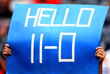 HOUSTON - NOVEMBER 29:  An Indianapolis Colts fan holds up a sign anticipating a Colts victory and an 11-0 record during the game with the Houston Texans on November 29, 2009 at Reliant Stadium in Houston, Texas. The Colts won 35-27.  (Photo by Stephen Dunn/Getty Images)
