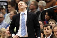 MINNEAPOLIS, MN - OCTOBER 28: Head coach Lawrence Frank of the New Jersey Nets reacts during their season-opener game against the Minnesota Timberwolves during the second quarter at the Target Center on October 28, 2009 in Minneapolis, Minnesota. (Photo by Genevieve Ross/Getty Images)