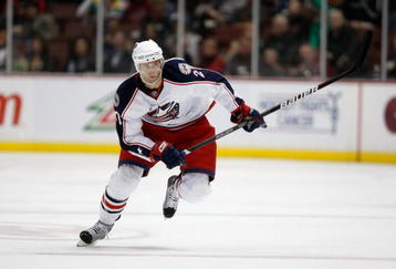 ANAHEIM, CA - OCTOBER 24:  Kristian Huselius #20 of the Columbus Blue Jackets skates against the Anaheim Ducks at Honda Center on October 24, 2009 in Anaheim, California.  (Photo by Jeff Gross/Getty Images)