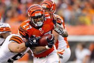 CINCINNATI - NOVEMBER 29:  Larry Johnson #27 of the Cincinnati Bengals runs with the ball  during the NFL game against the Cleveland Browns at Paul Brown Stadium on November 29, 2009 in Cincinnati, Ohio.  (Photo by Andy Lyons/Getty Images)