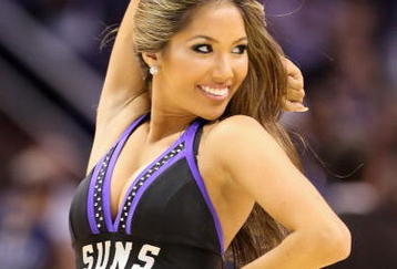 PHOENIX - NOVEMBER 25:  A Phoenix Suns cheerleader performes during the NBA game against  the Memphis Grizzlies at US Airways Center on November 25, 2009 in Phoenix, Arizona. The Suns defeated the Grizzlies 126-111.  NOTE TO USER: User expressly acknowledges and agrees that, by downloading and or using this photograph, User is consenting to the terms and conditions of the Getty Images License Agreement.  (Photo by Christian Petersen/Getty Images)