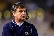 ATLANTA - NOVEMBER 28: Head coach Paul Johnson of the Georgia Tech Yellow Jackets looks on during the game against the Georgia Bulldogs at Bobby Dodd Stadium on November 28, 2009 in Atlanta, Georgia. (Photo by Kevin C. Cox/Getty Images)