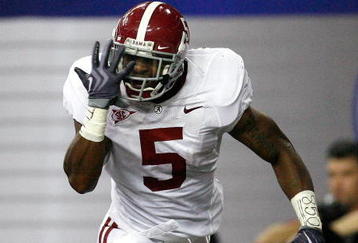 ATLANTA - SEPTEMBER 05:  Roy Upchurch #5 of the Alabama Crimson Tide against the Virginia Tech Hokies during the Chick-fil-A Kickoff Game at Georgia Dome on September 5, 2009 in Atlanta, Georgia.  (Photo by Kevin C. Cox/Getty Images)