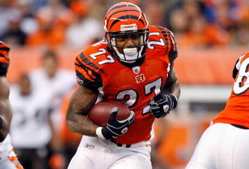 CINCINNATI - NOVEMBER 29:  Larry Johnson #27 of the Cincinnati Bengals runs with the ball  during the NFL game against the Cleveland Browns at Paul Brown Stadium on November 29, 2009 in Cincinnati, Ohio.  (Photo by Andy Lyons/Getty Images)