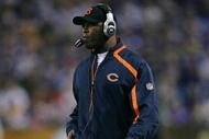 MINNEAPOLIS - NOVEMBER 29: Head coach Lovie Smith of the Chicago Bears directs his players from the sideline in the fourth quarter against the Minnesota Vikings on November 29, 2009 at Hubert H. Humphrey Metrodome in Minneapolis, Minnesota. The Vikings defeated the Bears 36-10.  (Photo by Elsa/Getty Images)