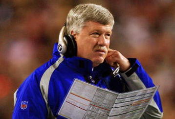 LANDOVER, MD - DECEMBER 30:  Quarterbacks coach Kevin Gilbride looks on from the sidelines against the Washington Redskins at FedEx Field on December 30, 2006 in Landover, Maryland.  (Photo by Jamie Squire/Getty Images)