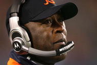 CHICAGO - NOVEMBER 22: Head coach Lovie Smith of the Chicago Bears looks on against the Philadelphia Eagles at Soldier Field on November 22, 2009 in Chicago, Illinois.  (Photo by Jonathan Daniel/Getty Images)