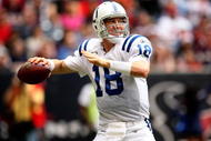 HOUSTON - NOVEMBER 29:  Quarterback Peyton Manning #18 of the Indianapolis Colts throws a pass against the Houston Texans on November 29, 2009  at Reliant Stadium in Houston, Texas. The Colts won 35-27.  (Photo by Stephen Dunn/Getty Images)