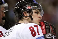 RIGA, LATVIA - MAY 21:  Sidney Crosby #87 of Canada stands dejected after his team was shut out by Finland in the IIHF World Championship Bronze Medal game between Canada and Finland at Riga Arena on May 21, 2006 in Riga, Latvia.  Finland won the game and the bronze medal 5-0.  (Photo by Jeff Gross/Getty Images)