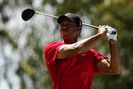 MELBOURNE, AUSTRALIA - NOVEMBER 15:  Tiger Woods of the USA tees off on the 12th hole during the final round of the 2009 Australian Masters at Kingston Heath Golf Club on November 15, 2009 in Melbourne, Australia.  (Photo by Mark Dadswell/Getty Images)