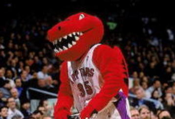 16 Nov 2000:  The Toronto Raptors mascot rides a scooter down the sidelines during the game against the Portland Trail Blazers at the Air Canada Center in Toronto, Canada. The Blazers defeated the Raptors 86-80. NOTE TO USER: It is expressly understood that the only rights Allsport are offering to license in this Photograph are one-time, non-exclusive editorial rights. No advertising or commercial uses of any kind may be made of Allsport photos. User acknowledges that it is aware that Allsport is an editorial sports agency and that NO RELEASES OF ANY TYPE ARE OBTAINED from the subjects contained in the photographs.Mandatory Credit: Robert Skeoch  /Allsport