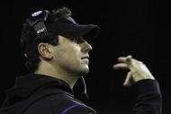 SEATTLE - NOVEMBER 28: Head coach Steve Sarkisian of the Washington Huskies gestures from the sidelines during the game against the Washington State Cougars on November 28, 2009 at Husky Stadium in Seattle, Washington. The Huskies defeated the Cougars 30-0. (Photo by Otto Greule Jr/Getty Images)