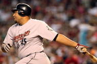 PHOENIX - AUGUST 30:  Carlos Lee #45 of the Houston Astros bats against the Arizona Diamondbacks during the major league baseball game at Chase Field on August 30, 2009 in Phoenix, Arizona. The Diamondbacks defeated the Astros 4-3.  (Photo by Christian Petersen/Getty Images)