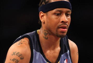 LOS ANGELES, CA - NOVEMBER 06:  Allen Iverson #3 of the Memphis Grizzlies on the court against the Los Angeles Lakers on November 6, 2009 at Staples Center in Los Angeles, California. The Lakers won 114-98. NOTE TO USER: User expressly acknowledges and agrees that, by downloading and/or using this Photograph, user is consenting to the terms and conditions of the Getty Images License Agreement.  (Photo by Stephen Dunn/Getty Images)