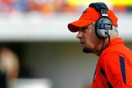 CHARLOTTESVILLE, VA - AUGUST 30: Head coach Al Groh of the Virginia Cavaliers looks on against the Southern California Trojans during the game at Scott Stadium on August 30, 2008 in Charlottesville, Virginia. (Photo by Kevin C. Cox/Getty Images)