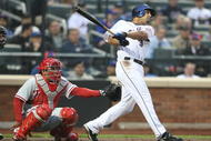 NEW YORK - MAY 06:  Alex Cora #3 of the New York Mets at bat against the Philadelphia Phillies at Citi Field on May 6, 2009 in the Flushing neighborhood of the Queens borough of New York City.  (Photo by Nick Laham/Getty Images)