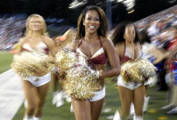CANTON, OH - AUGUST 3: Cheerleaders of the Washington Redskins entertain during play against the Indianapolis Colts in the Pro Football Hall of Fame Game at Fawcett Stadium on August 3, 2008 in Canton, Ohio.   (Photo by Al Messerschmidt/Getty Images)
