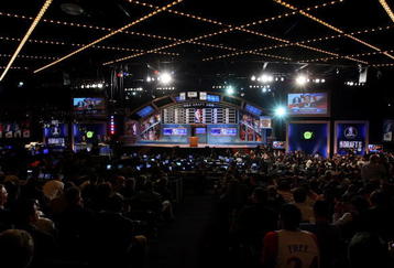 NEW YORK - JUNE 25:  A general view of the stage during the 2009 NBA Draft at the Wamu Theatre at Madison Square Garden June 25, 2009 in New York City. NOTE TO USER: User expressly acknowledges and agrees that, by downloading and/or using this Photograph, User is consenting to the terms and conditions of the Getty Images License Agreement.  (Photo by Jim McIsaac/Getty Images)