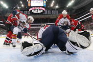 NEWARK, NJ - NOVEMBER 20:  omas Vokoun #29 of the Florida Panthers makes the save against the New Jersey Devils on November 20, 2008 at the Prudential Center in Newark, New Jersey. (Photo by Bruce Bennett/Getty Images)