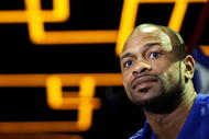 SYDNEY, AUSTRALIA - NOVEMBER 24:  Roy Jones Jr of the USA speaks to the media during a training session at Star City on November 24, 2009 in Sydney, Australia. Jones will fight Danny Green of Australia for the IBO Cruiserweight title on December 2, 2009 in Sydney, Australia.  (Photo by Mark Kolbe/Getty Images)