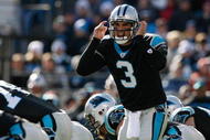 CHARLOTTE, NC - DECEMBER 16:  Matt Moore #3 of the Carolina Panthers calls an audible against the Seattle Seahawks during the second half at Bank of America Stadium on December 16, 2007 in Charlotte, North Carolina.  Carolina defeated Seattle 13-10.  (Photo by Kevin C. Cox/Getty Images)