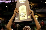 BOSTON - APRIL 04:  Laura Harper #15 of the Maryland Terrapins celebrates their 78-75 overtime victory over the Duke Blue Devils in the 2006 NCAA Women's Basketball Championship Game on April 4, 2006 at the TD Banknorth Garden in Boston, Massachusetts.  (Photo by Jim McIsaac/Getty Images)