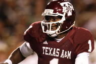 COLLEGE STATION, TX - NOVEMBER 26: Quarterback Jerrod Johnson #1 of the Texas A&M Aggies looks to throw the ball downfield to an open receiver against the Texas Longhorns in the second half at Kyle Field on November 26, 2009 in College Station, Texas. The Longhorns defeated the Aggies 49-39 (Photo by Aaron M. Sprecher/Getty Images)