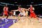LOS ANGELES, CA - NOVEMBER 29:  Pau Gasol #16 of the Los Angeles Lakers reaches for a the ball against Brook Lopez #11 and Bobby Simmons #21 of the New Jersey Nets during the second quarter of the NBA basketball game at Staples Center on November 29, 2009 in Los Angeles, California. NOTE TO USER: User expressly acknowledges and agrees that, by downloading and/or using this Photograph, user is consenting to the terms and conditions of the Getty Images License Agreement.  (Photo by Kevork Djansezian/Getty Images)