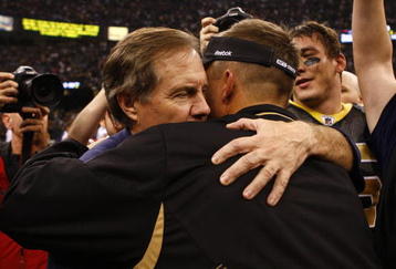NEW ORLEANS - NOVEMBER 30: Head coach Bill Belichick of the New England Patriots congratulates head coach Sean Payton of the New Orleans Saints after the Saints won 38-17 at Louisana Superdome on November 30, 2009 in New Orleans, Louisiana. (Photo by Scott Halleran/Getty Images)