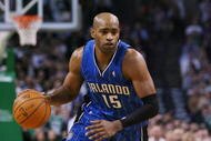 BOSTON - NOVEMBER 20: Vince Carter #15 of the Orlando Magic moves the ball up court during the game against the Boston Celticson November 20, 2009 at the TD Garden in Boston, Massachusetts. NOTE TO USER: User expressly acknowledges and agrees that, by downloading and or using this photograph, User is consenting to the terms and conditions of the Getty Images License Agreement.  (Photo by Elsa/Getty Images)