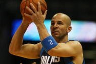 MILWAUKEE - NOVEMBER 16: Jason Kidd #2 of the Dallas Mavericks looks to pass against the Milwaukee Bucks defends at the Bradley Center on November 16, 2009 in Milwaukee, Wisconsin. The Mavericks defeated the Bucks 115-113 in overtime. (Photo by Jonathan Daniel/Getty Images)