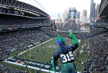 SEATTLE - JANUARY 05:  A Seattle Seahawks fan cheers before the game between the Seahawks and the Washington Redskins before the NFC Wild Card game at Qwest Field on January 5, 2008 in Seattle, Washington.  (Photo by Maxx Wolfson/Getty Images)